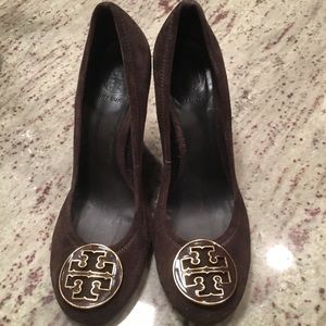 Brown Suede Tory Burch Wedge Pumps size 7.5